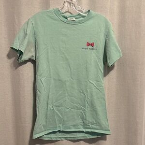 Simply Southern Seafoam Green Tee with Red Bow